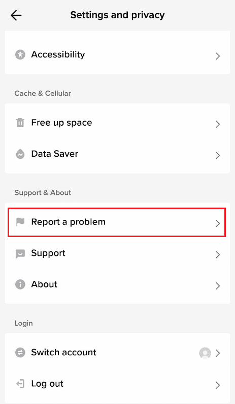 Swipe down and tap on Report a problem