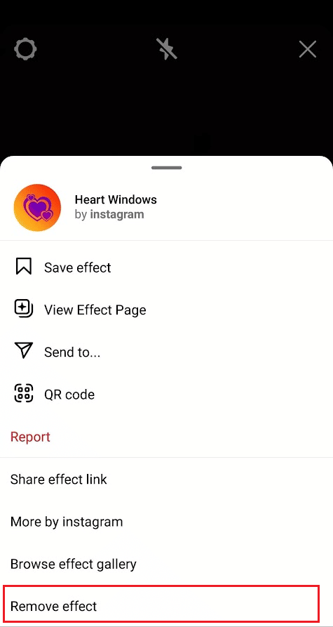 Swipe down in the menu options and tap on Remove effect | How to Remove Instagram Filter from Photo