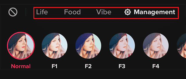 Switch the tabs to find and select the desired filters
