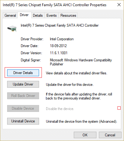 Switch to Driver tab and click on Driver Details | Fix DPC_WATCHDOG_VIOLATION Error 0x00000133