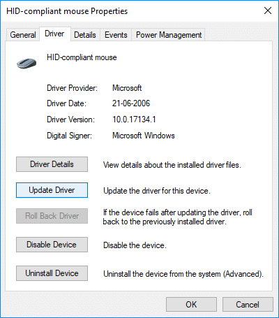 Switch to HP Driver tab and click on Update Driver