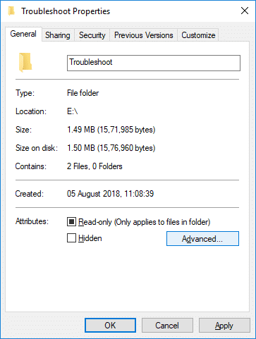 Перейдите на вкладку «Общие», затем нажмите кнопку «Дополнительно» внизу | Шифрование файлов и папок с помощью шифрованной файловой системы (EFS) в Windows 10