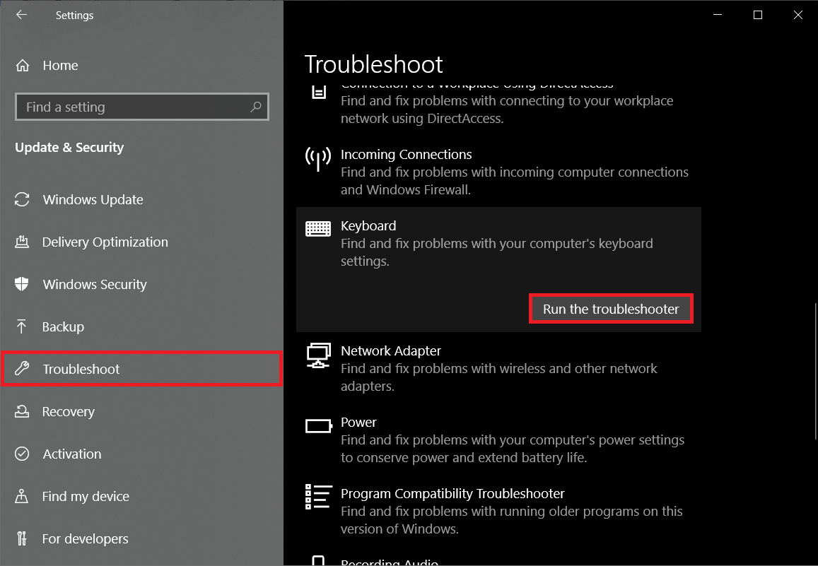 Open the Update & Security Settings | Fix Function keys not working in Windows 10