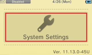 System Settings Nintendo 3DS