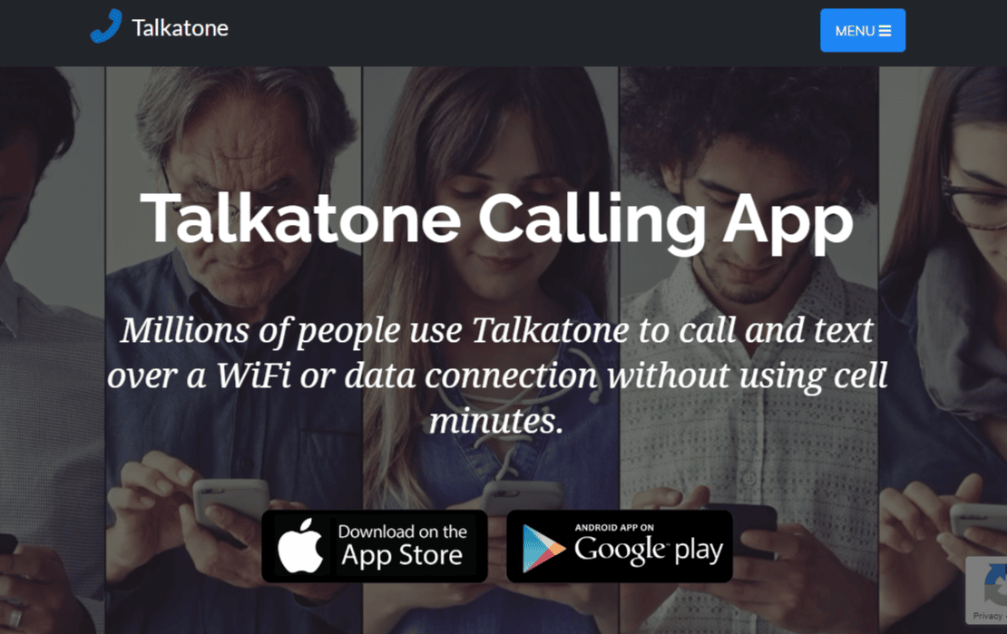 الصفحة الرئيسية لـ Talkatone