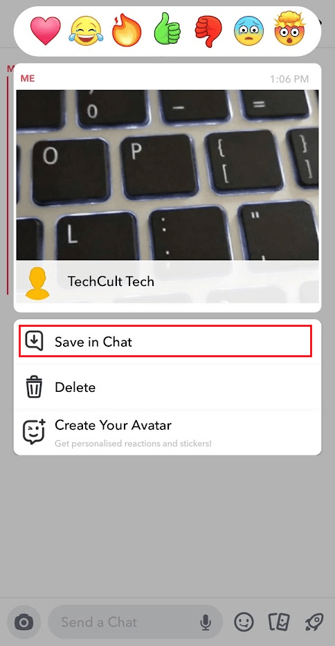 Tap-hold the received snap - tap on Save in Chat to save the snap for yourself | How to Repost Instagram Videos on Snapchat Story