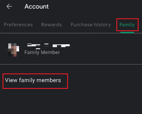 Tap on Account - Family - View family members