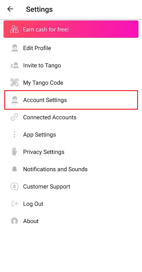 Tap on Account Settings