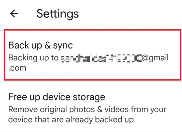 Tap on Back up & sync