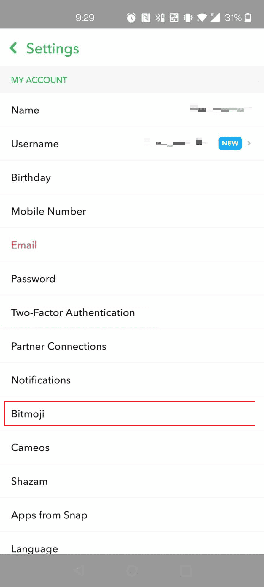 Tap on Bitmoji from the list | How to Delete Bitmoji from Snapchat 