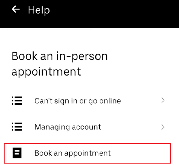 Tap on Book an appointment