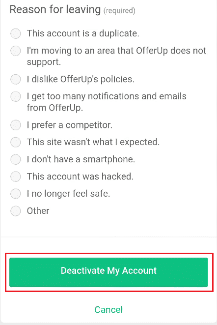 Tap on Deactivate My Account | How to Delete OfferUp Account