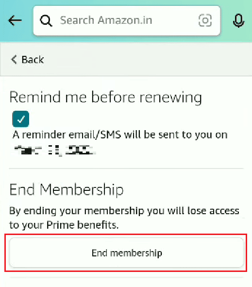Tap on End membership