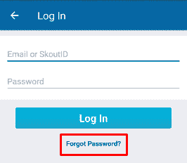 Tap on Forgod Password | Cumu ritruvà u contu Skout bluccatu