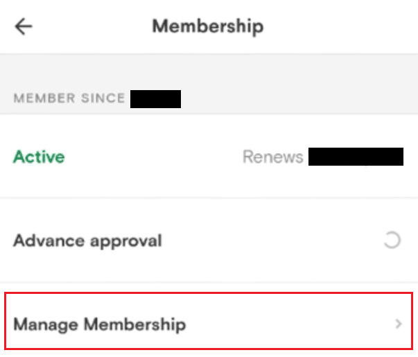 Tap on Manage Membership