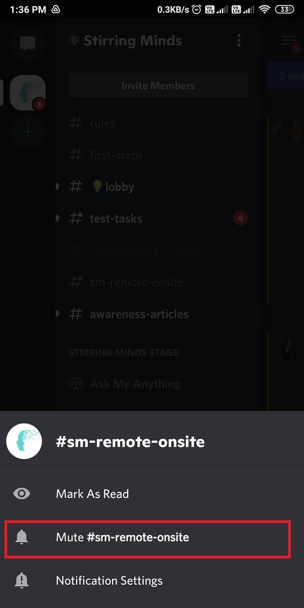 Tap on Mute and select the Time frame from the given menu
