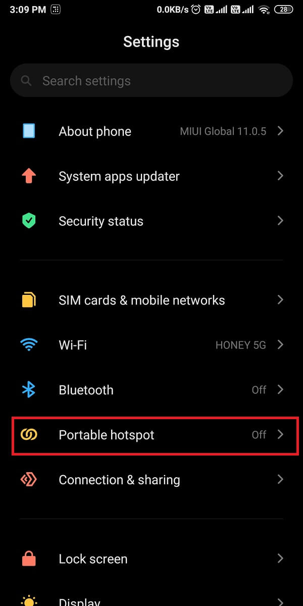 Tap on Portable hotspot or Mobile hotspot depending upon your phone model