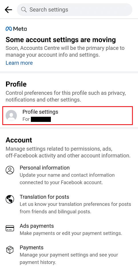 Tap on Profile settings from the Profile section