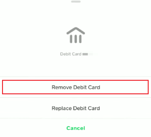 Tap on Remove Debit Card