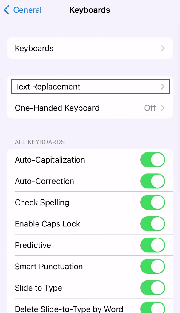 Tap on Replacement Text