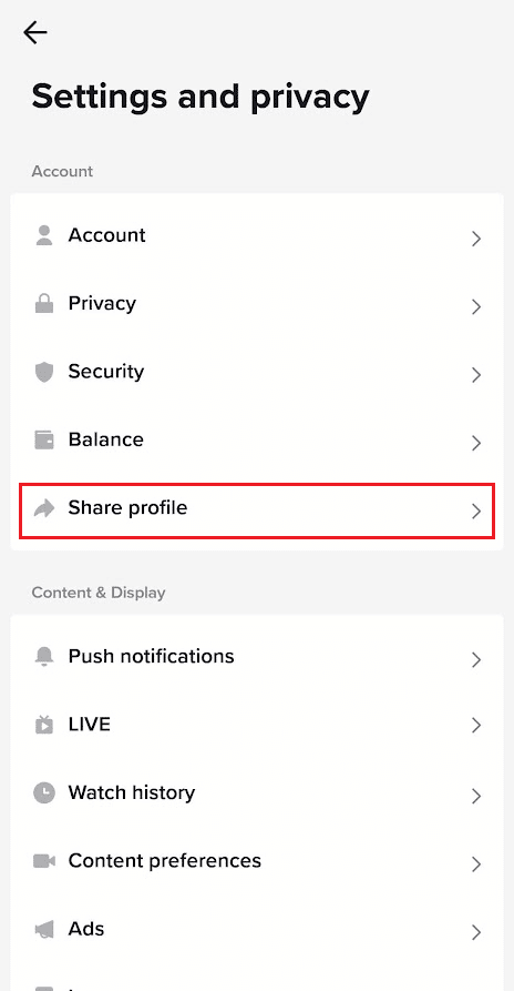 Tap on Share profile