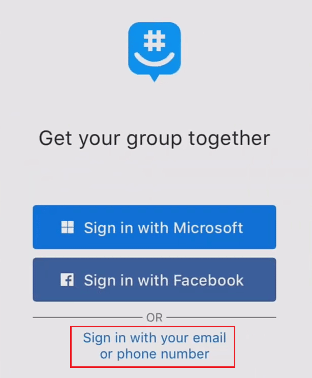Tap on Sign in with your email or phone number