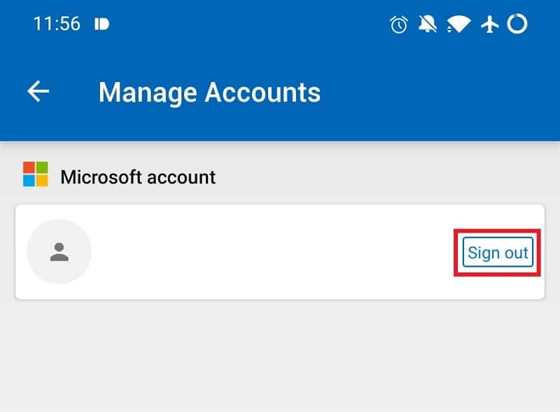 Tap on Sign out next to your Microsoft account