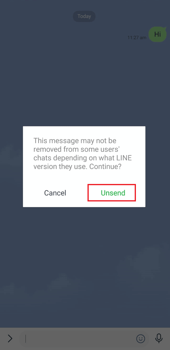 Tap on Unsend for the confirmation popup | How to See Unsent Messages on Line