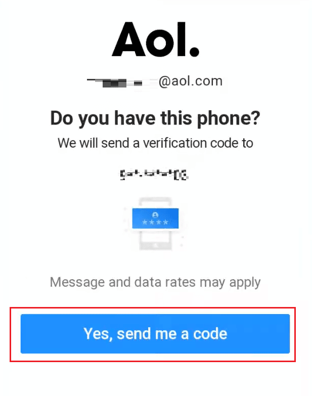 Tap on Yes, send me a code