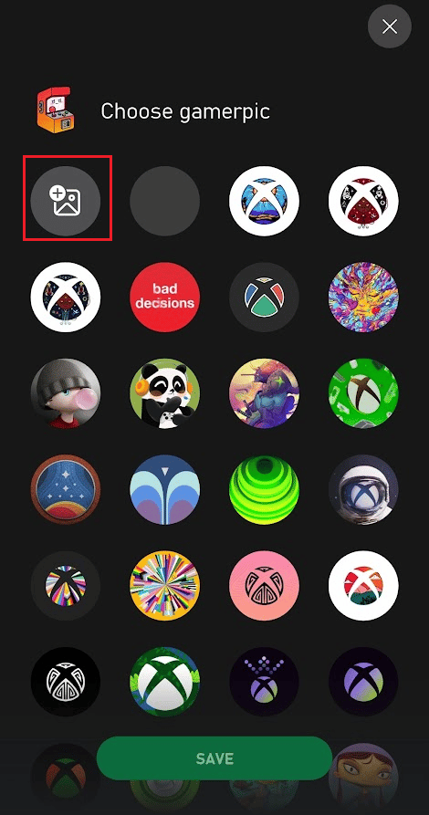 Tap on the Add from gallery icon | buy Xbox Gamerpics