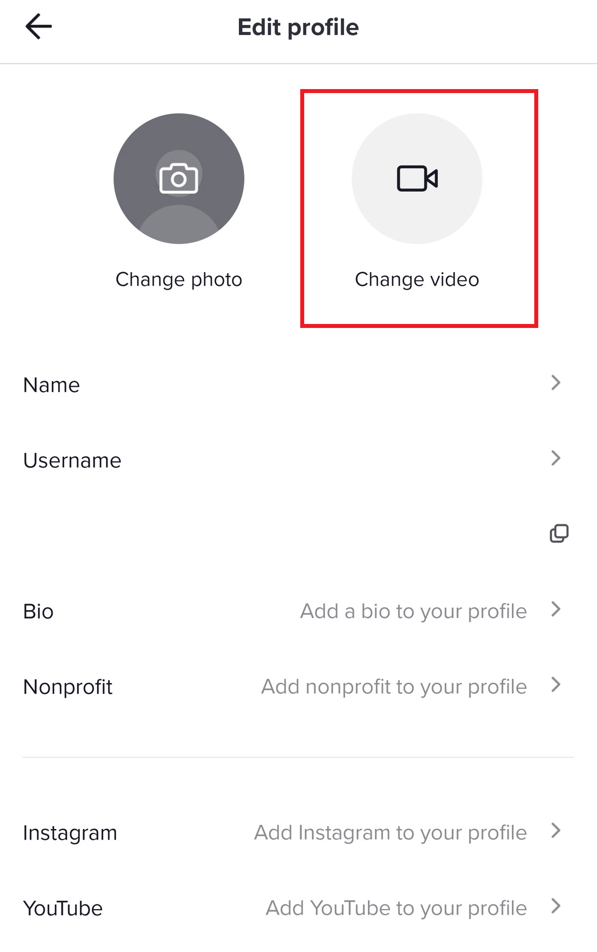 Tap on the Change video option