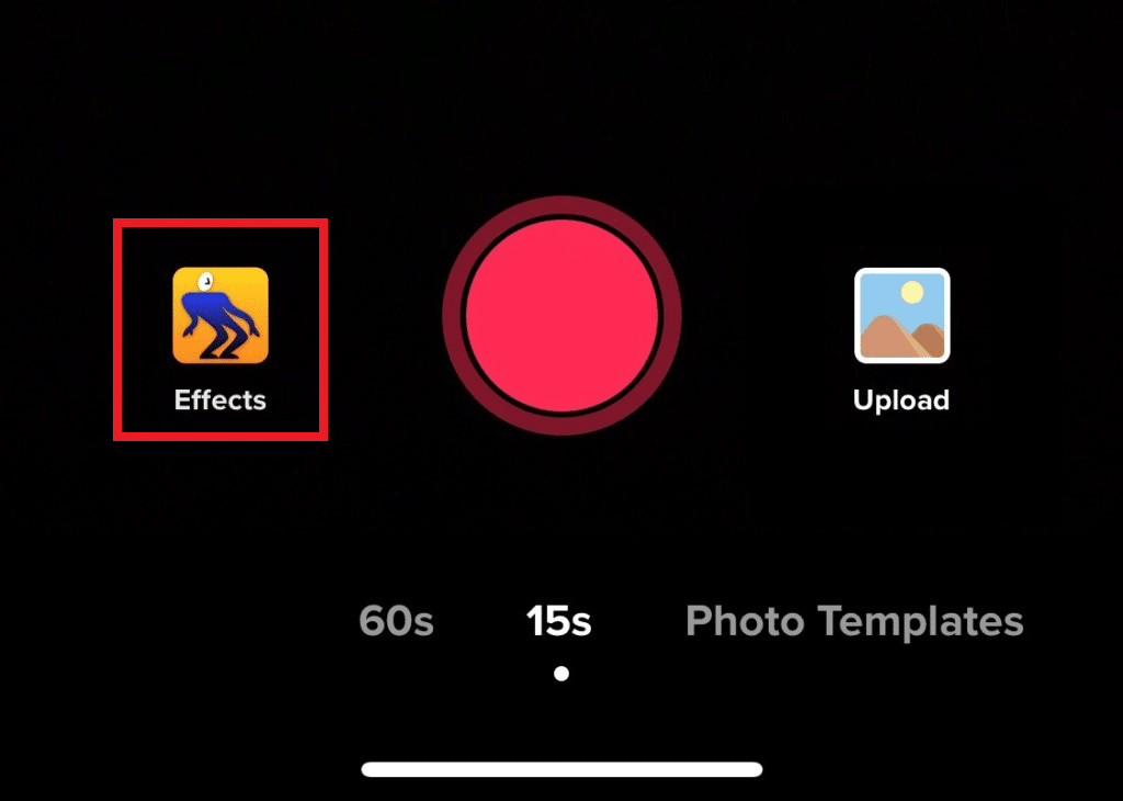 Tap on the Effects option to edit the photos on TikTok