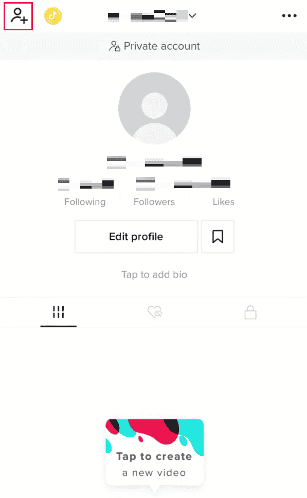 Tap on the Contacts icon from the top left corner | find someone's secret TikTok account