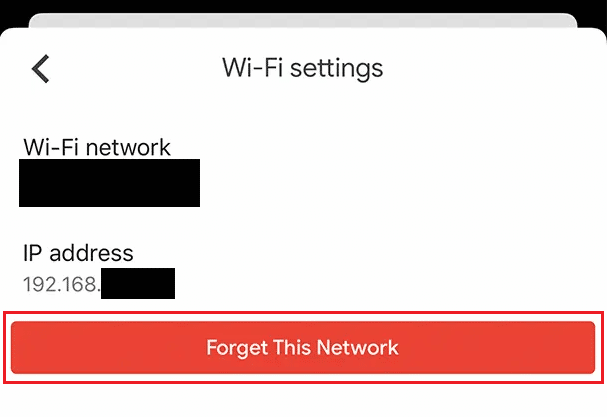 Tap on the Forget This Network to disconnect the current connected Wi-Fi network