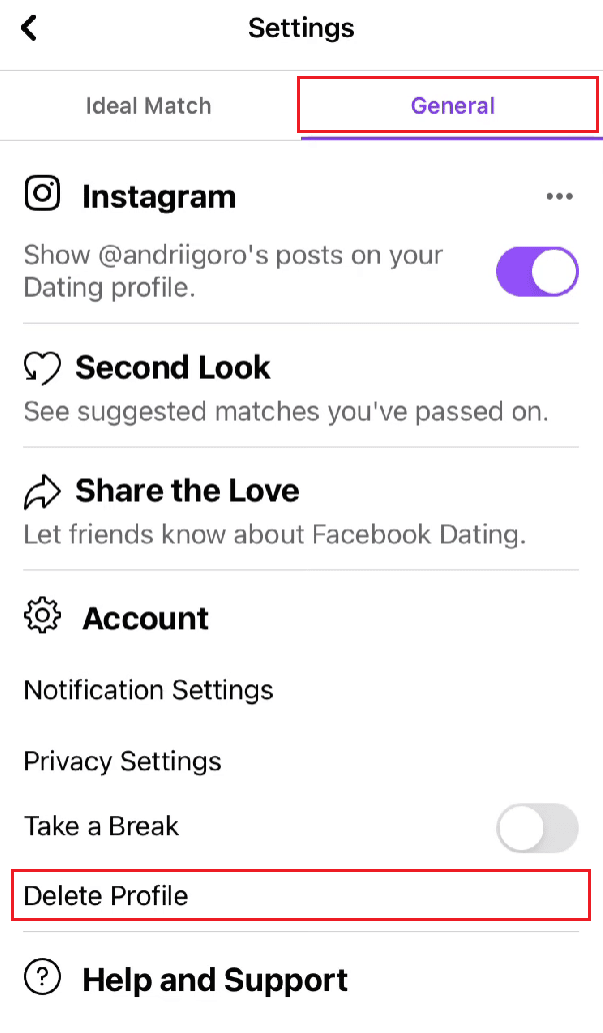 Tap on the General tab - Delete Profile option