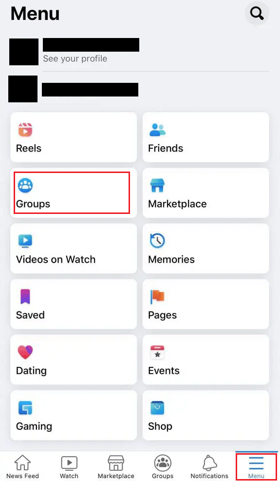 Tap on the Menu tab - Groups | How to Post Anonymously on Facebook Group on iPhone