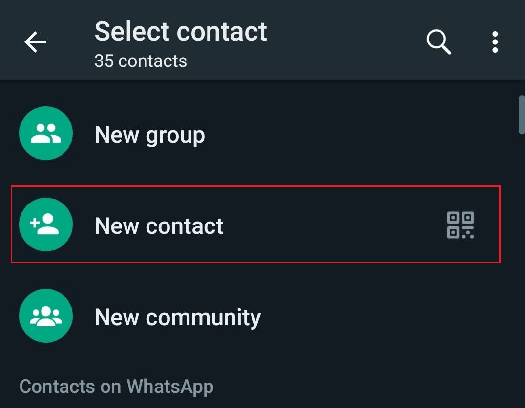 Tap on the New contact option