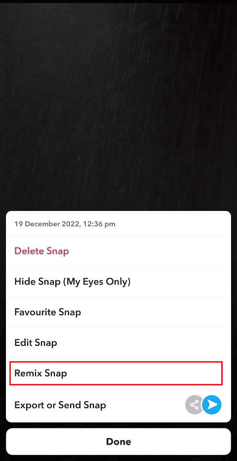 Tap on the Remix Snap option | Does Remix Snap Notify?