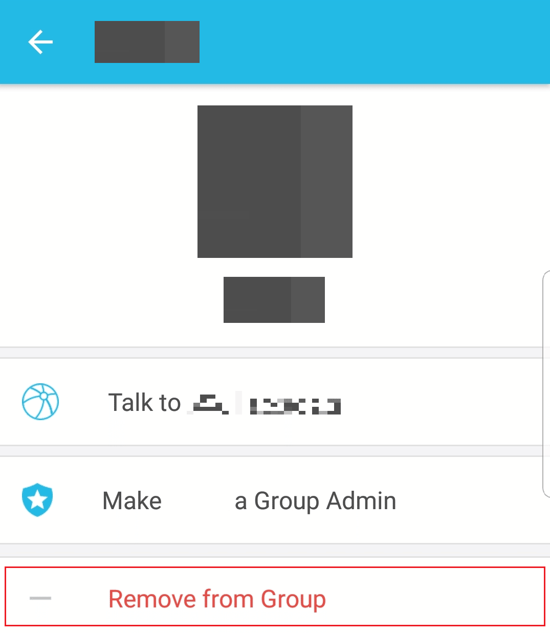 Tap on the Remove from Group option and confirm