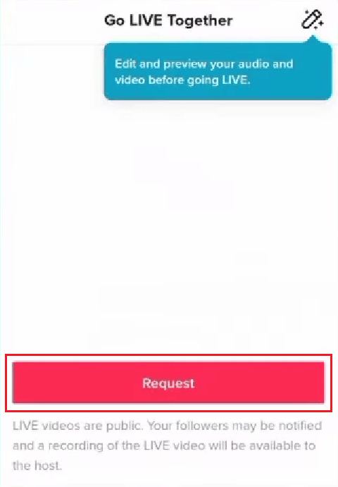 Tap on the Request option to place the request to join this specific TikTok Live