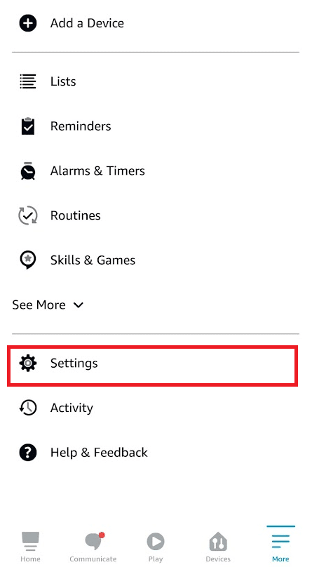 Tap on the Settings option | How Do I Hide Amazon Orders