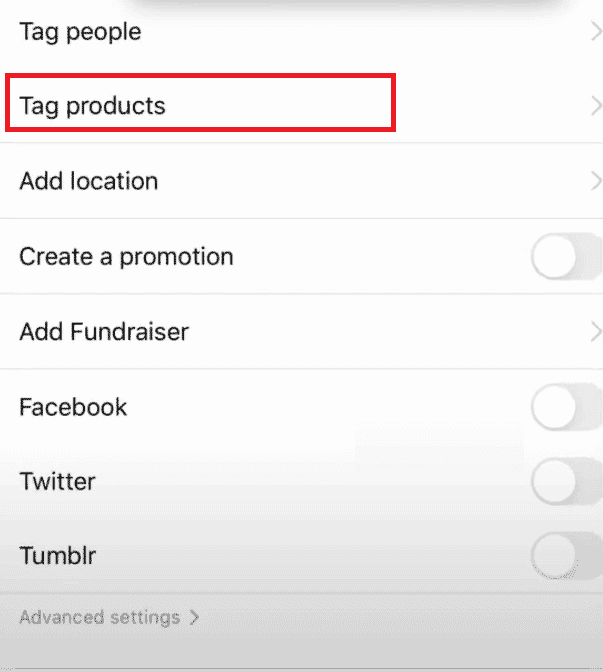 Tap on the Tag products option