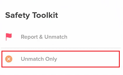Tap on the Unmatch Only option