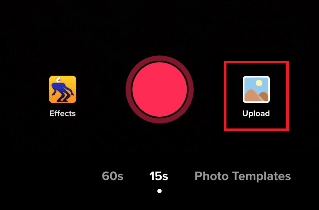 Tap on the Upload option to add the photos to TikTok