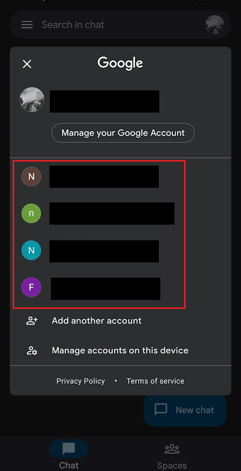 Tap on the desired account to switch to that account