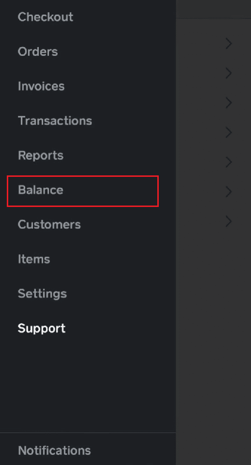Tap on the hamburger icon - Balance option | can Square legally hold your money