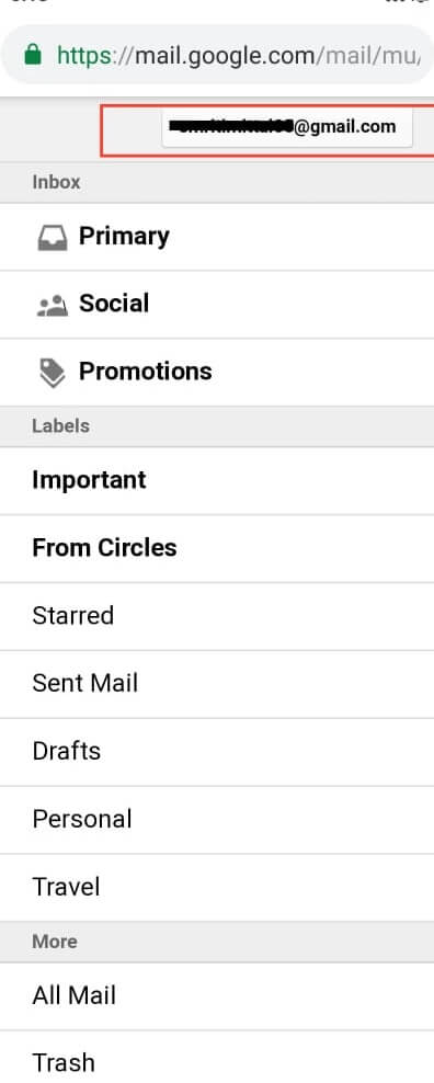 Tap on your email address on top of the Gmail menu