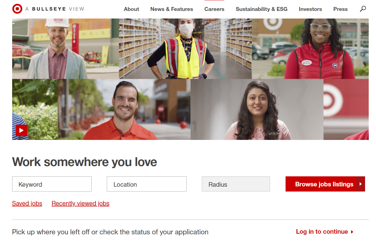 Target Careers page