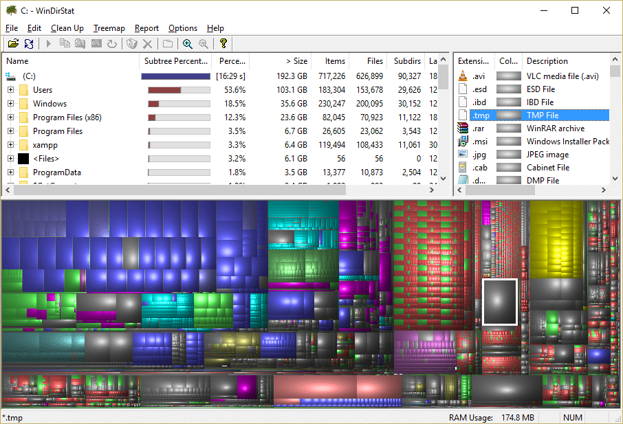 Temporary Files Statistic in WinDirStat