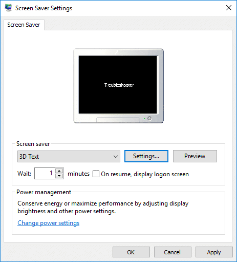 The 3D text screensaver option gives you the option to customize text